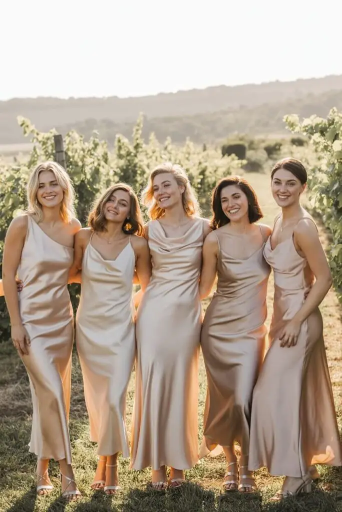 Nice Bridesmaid Dresses: Styles Your Squad Will Actually Love (And Not Secretly Hate 😅) 12 Satin – Sleek and Sexy