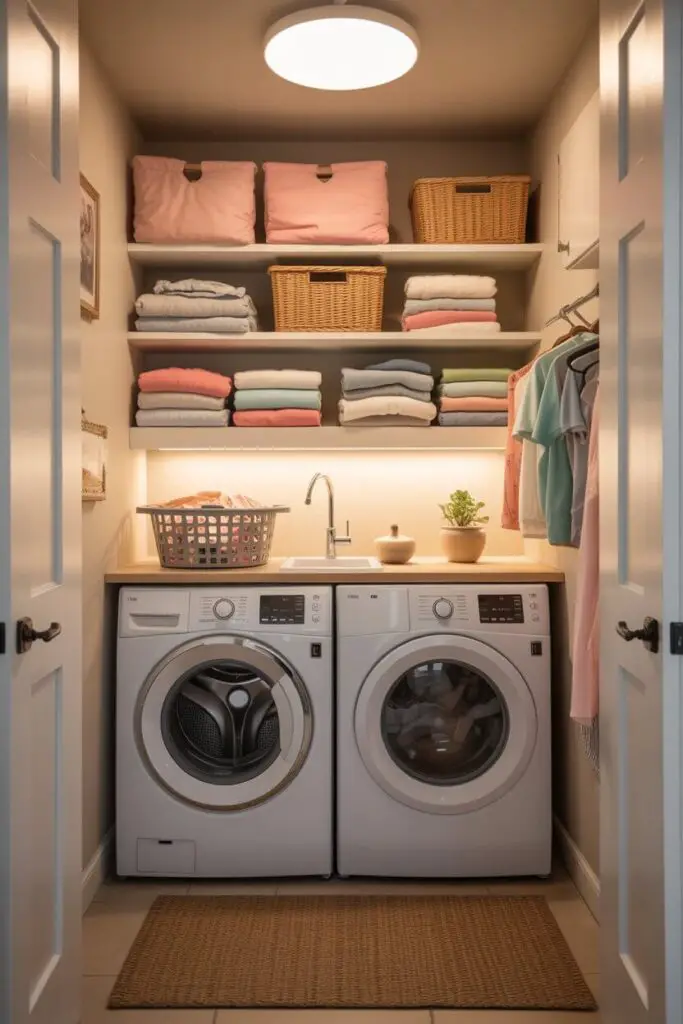 How to Make a Small Laundry Room Functional: Tips, Tricks & a Touch of Humor 4 The Right Lighting Illuminate the Laundry Chaos