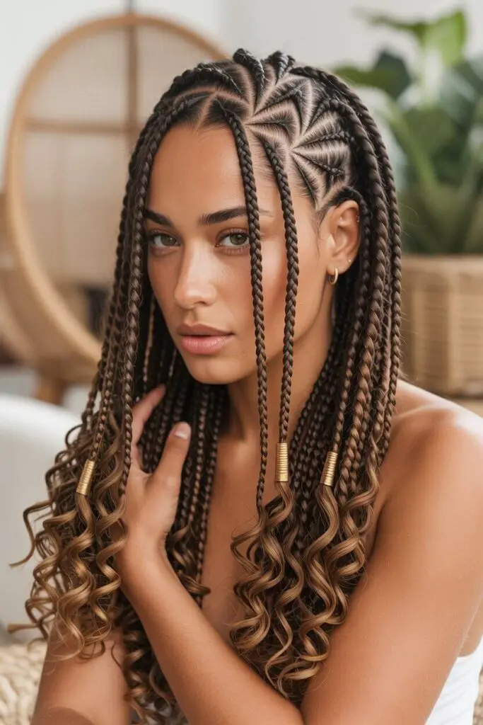 Boho Knotless Braids Ideas: The Ultimate Guide to Your Next Free-Spirited Look 7 Triangle Part Boho Braids