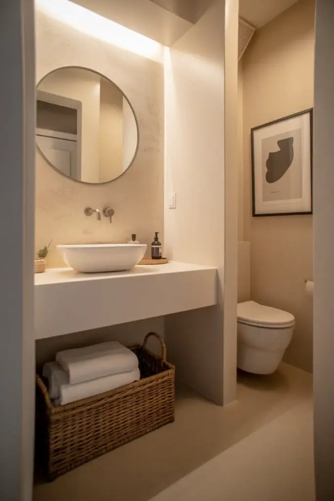 How to Decorate a Small Bathroom with No Window 9 Use Minimalist Decor to Avoid Clutter