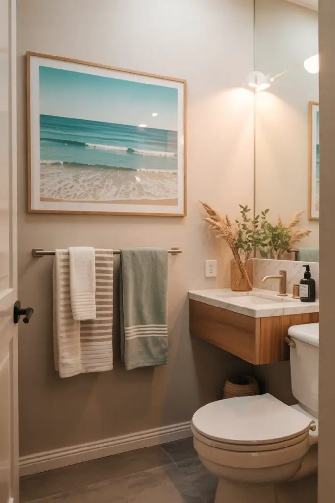 How to Incorporate Art in a Small Bathroom Design (Without Making It Feel Cluttered) 6 Above Towel Bars