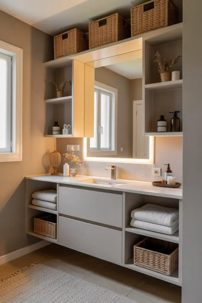 How Can I Maximize Storage in Tiny Bathroom (without Turning it into a Clutter Cave)? 13 Above-toilet and vanity width