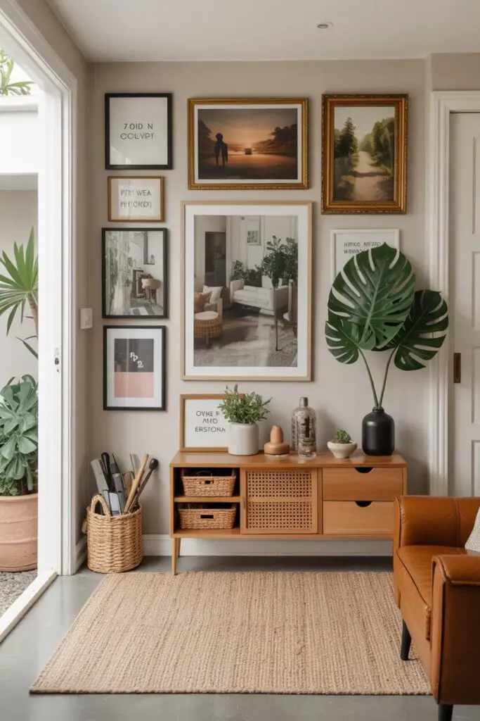 How to Design an Eclectic Entryway (That Wows Before They’ve Even Taken Off Their Shoes) 7 Add Art That Starts a Conversation