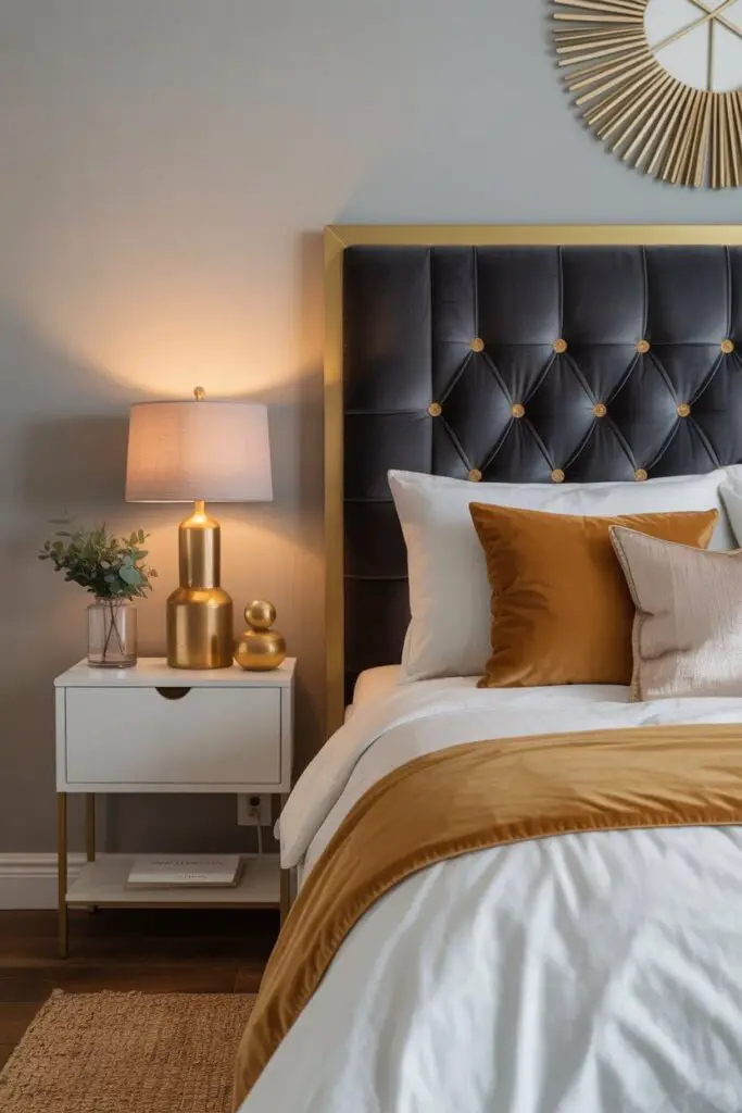 How to Incorporate Gold Accents in a Classy Bedroom: 13 Stunning Ways That Actually Work ✨ 4 Anchor With a Statement Headboard