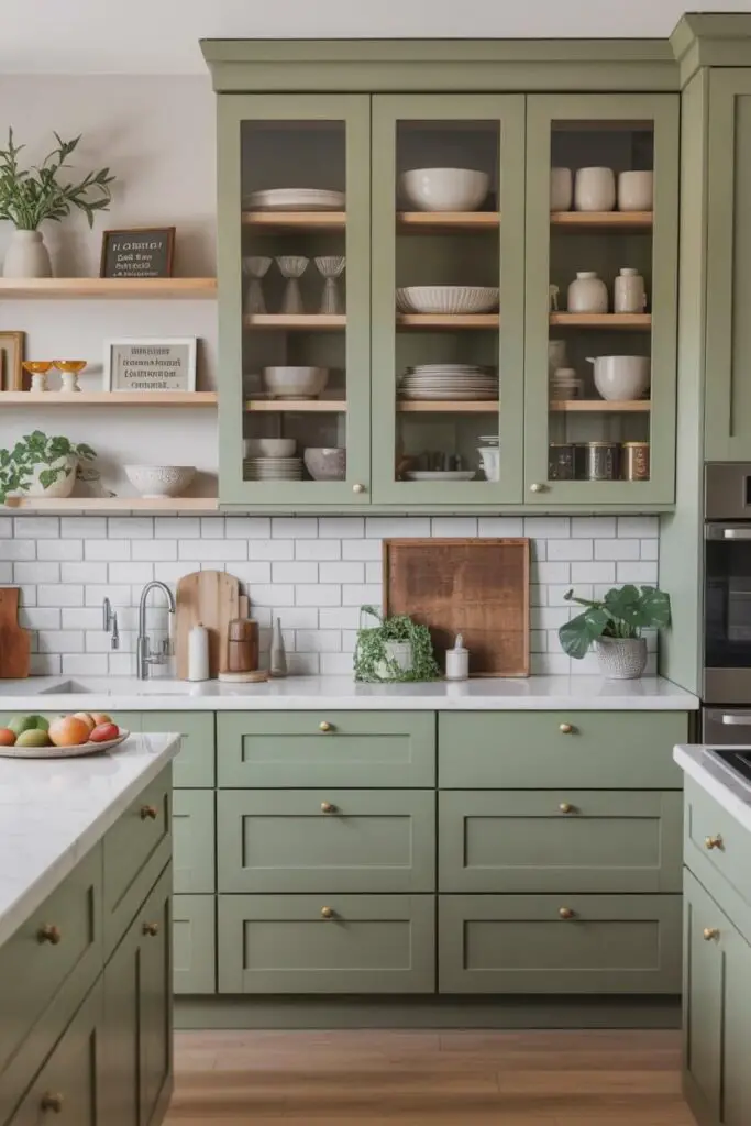How to Design a Luxury Kitchen with a Modern Farmhouse Style: 13 Must‑Have Elements 6 Blend Open Shelving and Glass‑Front Cabinets