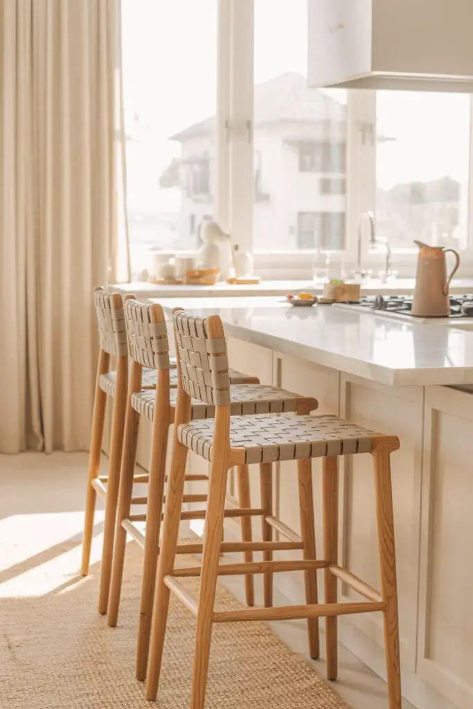 How to Incorporate Natural Textures in a Luxury Modern Kitchen 6 Bring in Woven and Fabric Elements