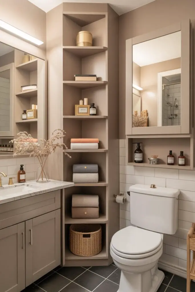 How Can I Maximize Storage in Tiny Bathroom (without Turning it into a Clutter Cave)? 6 Claim corners, alcoves, and between-stud cavities