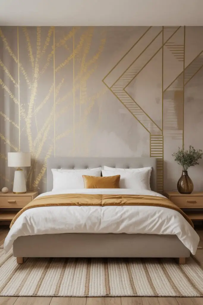 How to Incorporate Gold Accents in a Classy Bedroom: 13 Stunning Ways That Actually Work ✨ 9 Create a Feature Wall