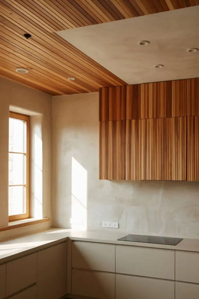 How to Incorporate Natural Textures in a Luxury Modern Kitchen 8 Don’t Forget the Ceiling and Walls