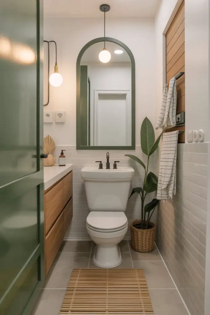 How to Incorporate Wood Accents into a Small Bathroom (Warmth, Style, and Zero Cabin Overload) 11 Don’t Forget the Floor