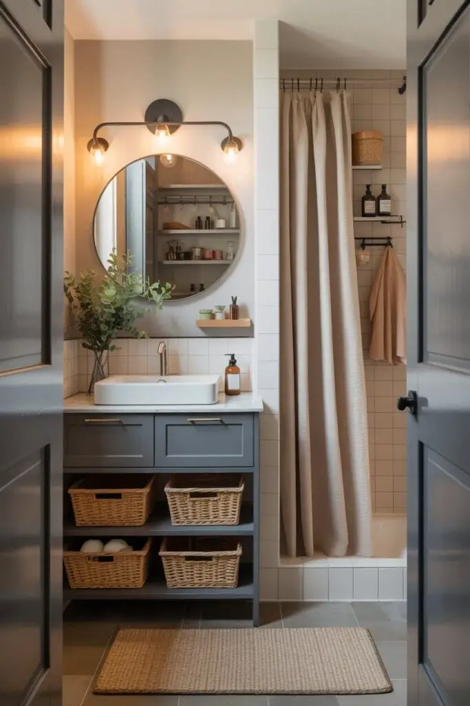 How Can I Maximize Storage in Tiny Bathroom (without Turning it into a Clutter Cave)? 12 Door, glass, and curtain choices