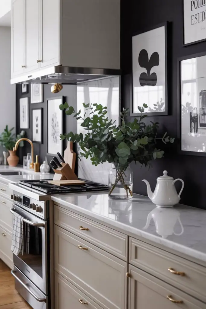 How to Design a Luxury Kitchen with a Bold Black and White Theme 17 Final Styling for Personality