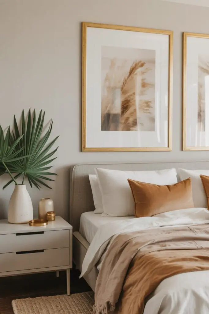 How to Incorporate Gold Accents in a Classy Bedroom: 13 Stunning Ways That Actually Work ✨ 6 Frame Your Art in Gold