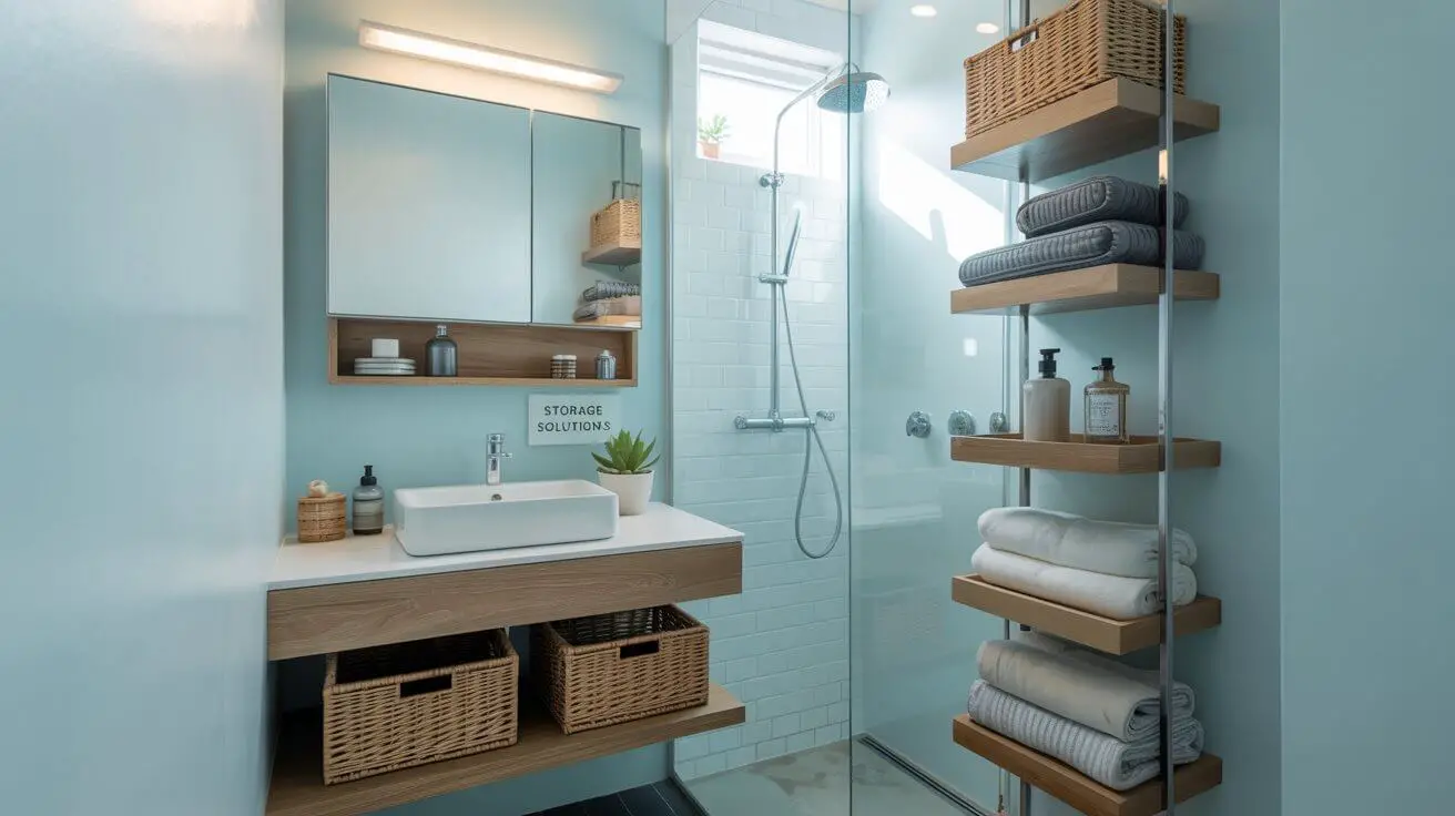 How can I maximize storage in my tiny bathroom