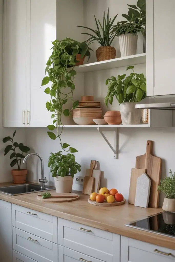 How to Create a Luxurious Kitchen with Open Shelving: 13 Design Secrets 10 Incorporate Greenery and Life