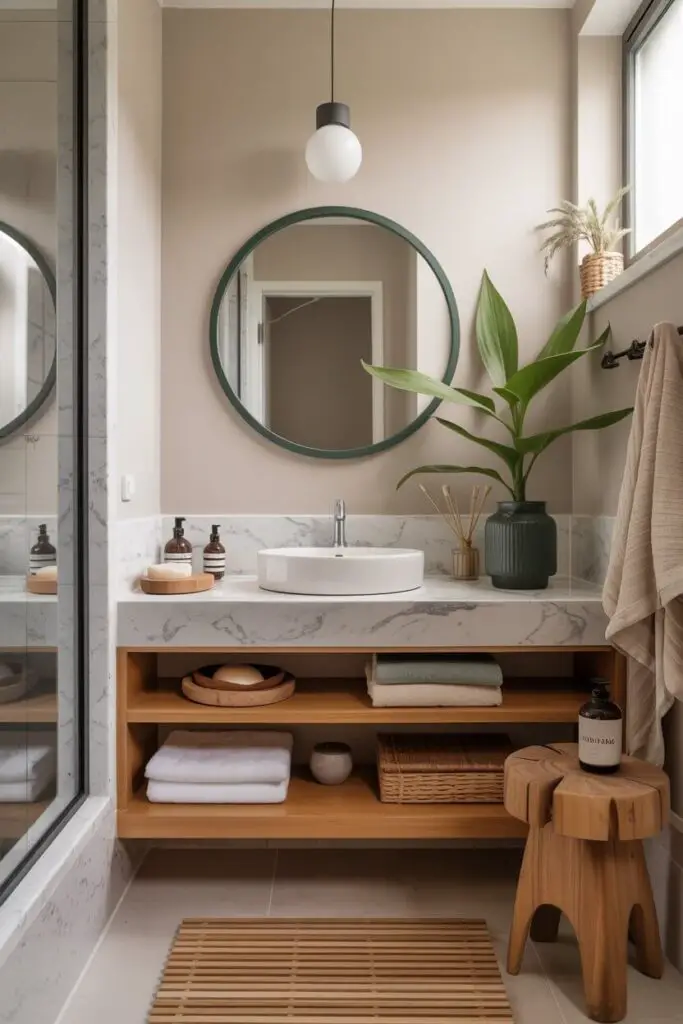 How to Create a Zen Atmosphere in a Small Bathroom (Your Daily Dose of Calm) 4 Incorporate Natural Materials