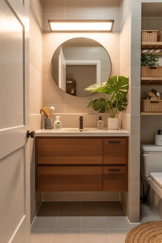 How to Make a Small Bathroom Look Clean and Organized 12 Keep Cleaning Supplies Handy