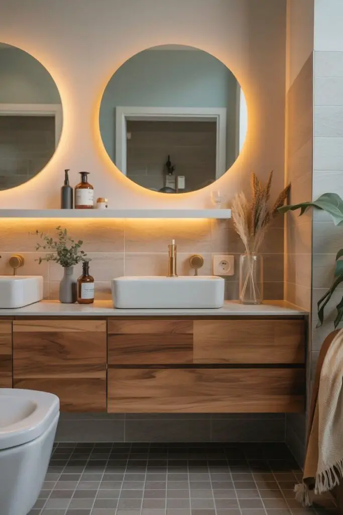 How to Incorporate Wood Accents into a Small Bathroom (Warmth, Style, and Zero Cabin Overload) 13 Lighting to Complement Wood