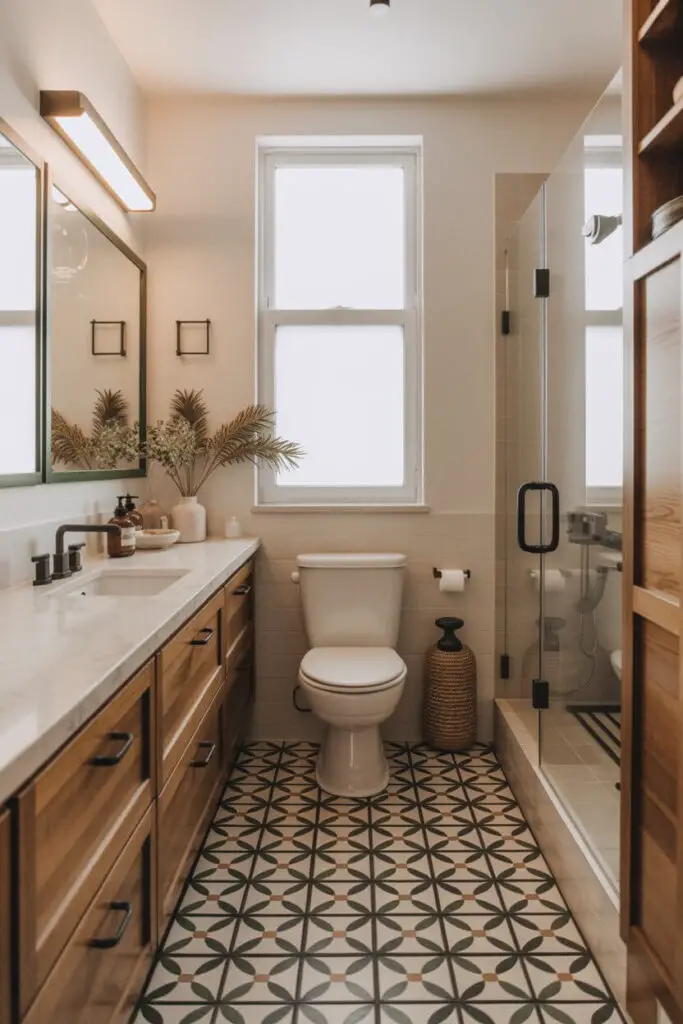 How to Add a Modern Twist to a Small Bathroom (Without Making It Feel Like a Shoebox) 15 Make the Floor Work Harder