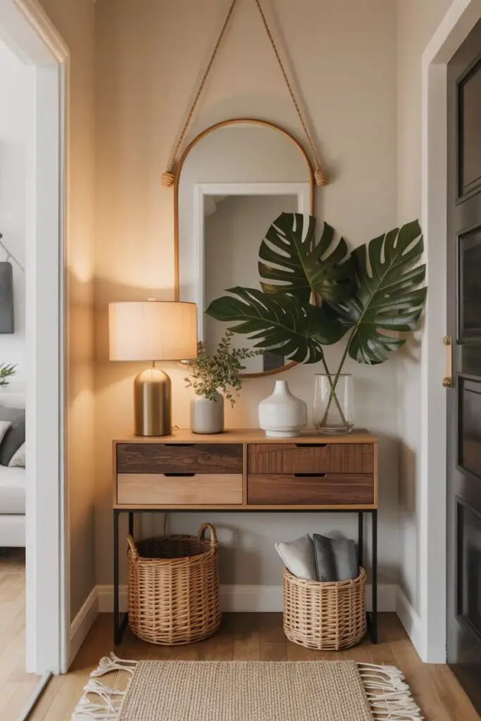 How to Design an Eclectic Entryway (That Wows Before They’ve Even Taken Off Their Shoes) 4 Mix Materials for Depth