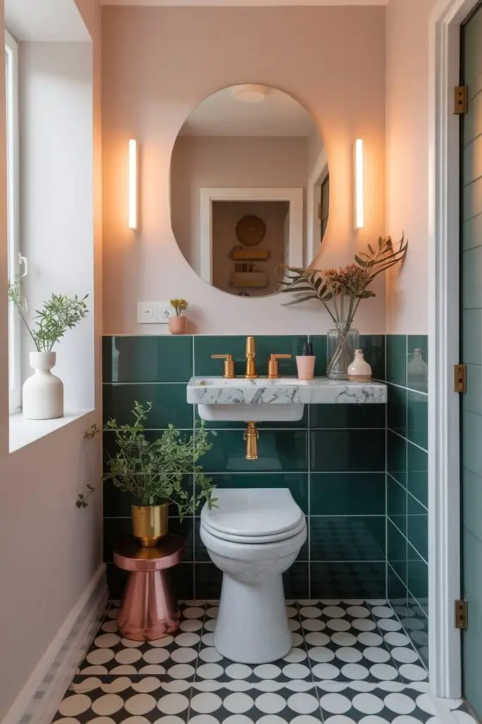 How to Add a Pop of Color to a Small Bathroom (Without Overwhelming the Space) 11 Mix Metallics with Color