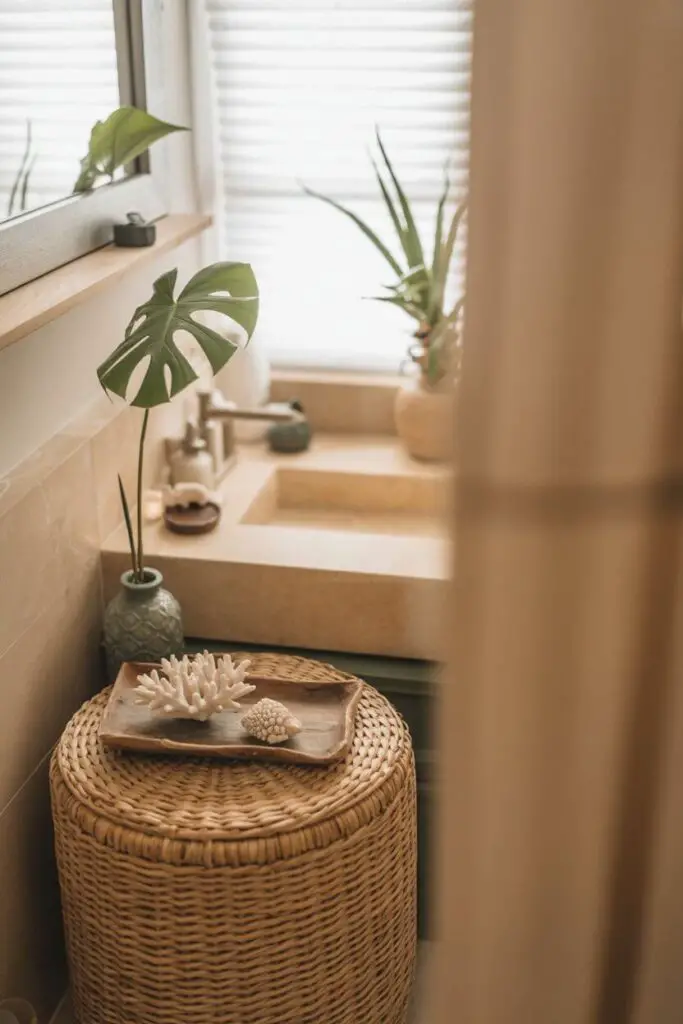 How to Create a Tropical Look in a Small Bathroom (Without Needing a Plane Ticket) 9 Mix in Beachy Elements