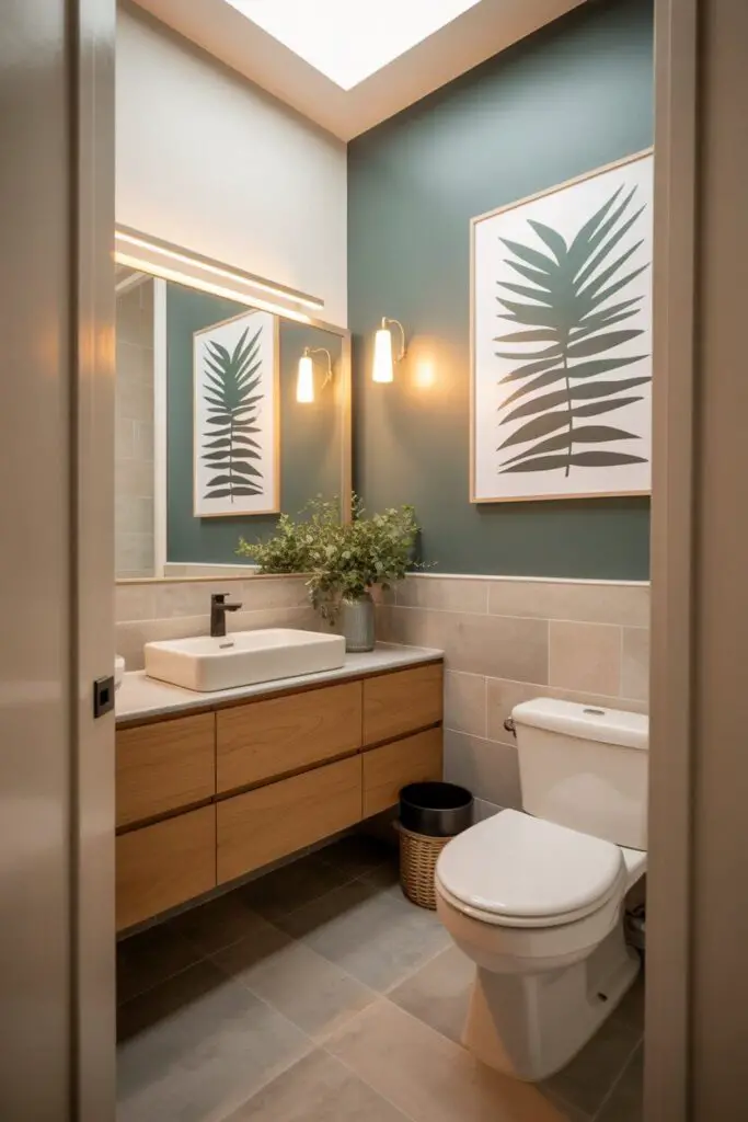 How to Incorporate Art in a Small Bathroom Design (Without Making It Feel Cluttered) 5 Opposite the Mirror