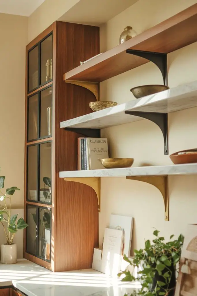 How to Create a Luxurious Kitchen with Open Shelving: 13 Design Secrets 8 Play with Mixed Materials