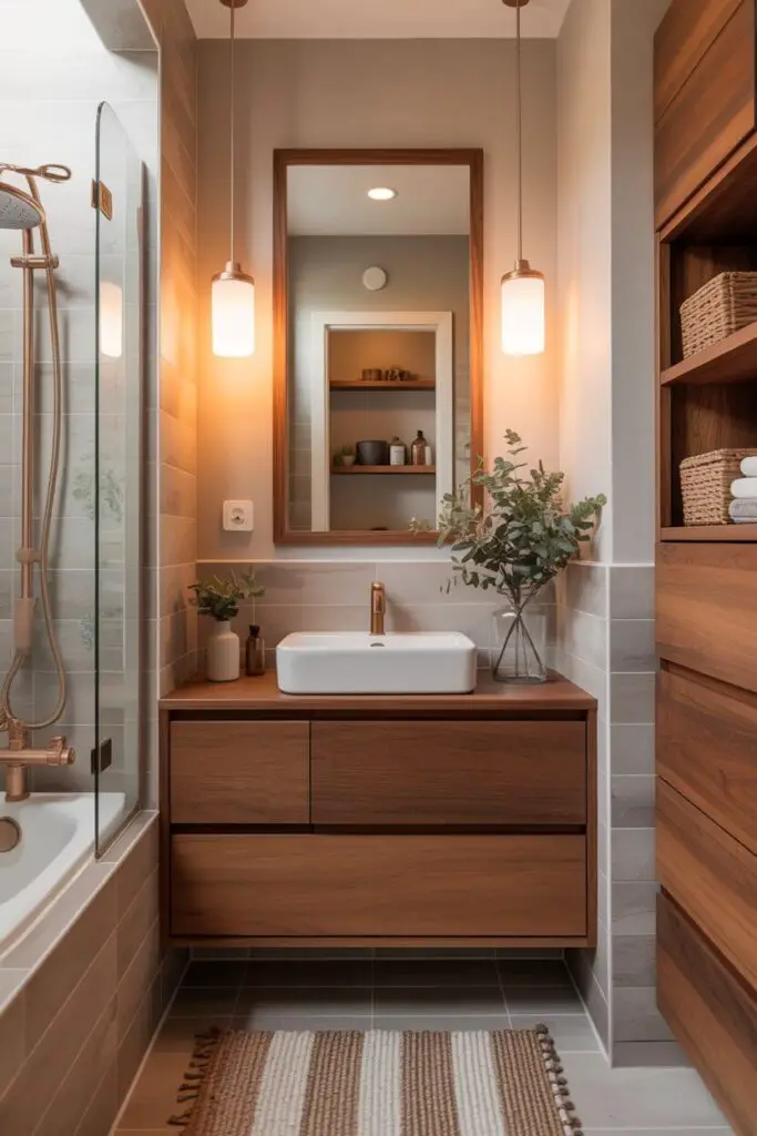 How to Incorporate Wood Accents into a Small Bathroom (Warmth, Style, and Zero Cabin Overload) 7 Smart Placement in a Small Bathroom