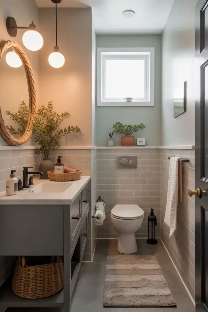 How to Add a Modern Twist to a Small Bathroom (Without Making It Feel Like a Shoebox) 2 Start with a Streamlined Color Palette