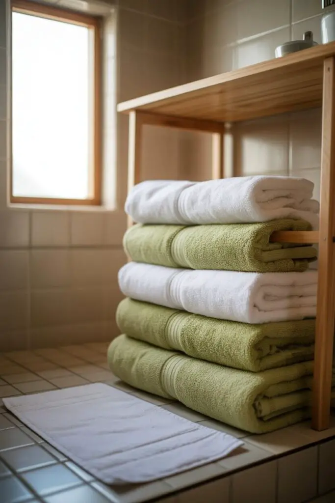 How to Make a Small Bathroom Look Clean and Organized 13 Upgrade Your Linens