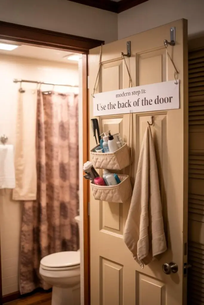 How to Make a Small Bathroom Look Clean and Organized 11 Use the Back of the Door