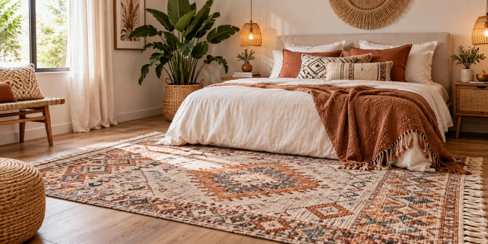 Boho Area Rugs for Bedroom: 10 Cozy Styles to Try 5 boho area rug bedroom ideas