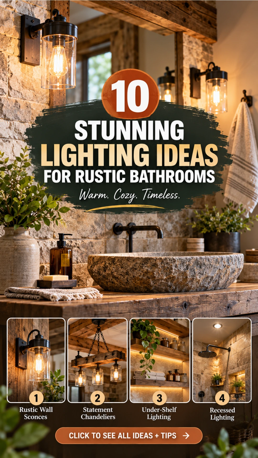 Modern Rustic Bathroom Lighting: 10 Cozy Design Ideas 11 Modern Rustic Bathroom Lighting: 10 Cozy Ideas for a Warm Bathroom