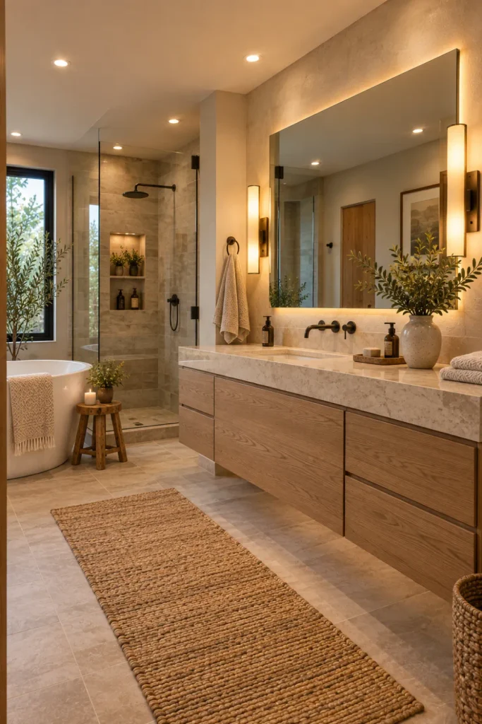 Modern Rustic Bathroom Lighting: 10 Cozy Design Ideas 8 modern rustic bathroom recessed lighting