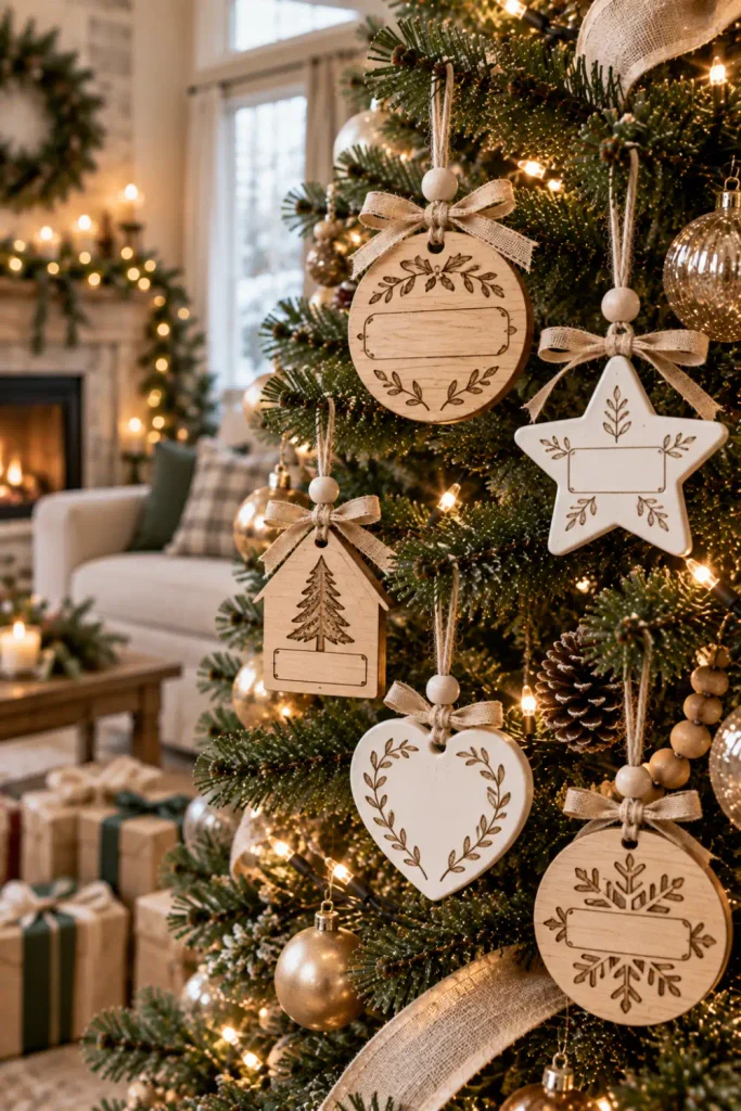 Personalized Christmas Ornaments: 10 Easy Keepsake Ideas 8 Elegant personalized name Christmas ornaments arranged on a modern holiday tree with coordinated decorations.